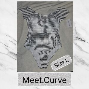 ❤️ NWT Striped Womens One Piece Bathing Suit Sz L